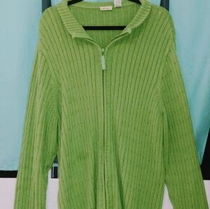 Green Ribbed Women's Sweater